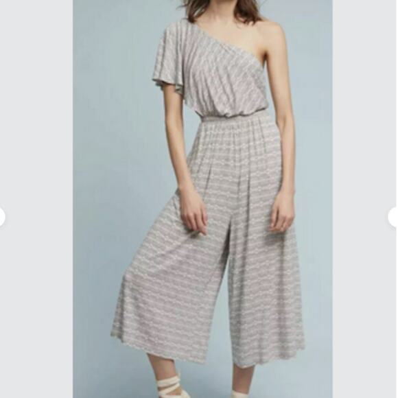 Anthropologie Maeve Jamie Wide Leg Jumpsuit One Shoulder Stretch Jersey Size XS - Picture 1 of 16